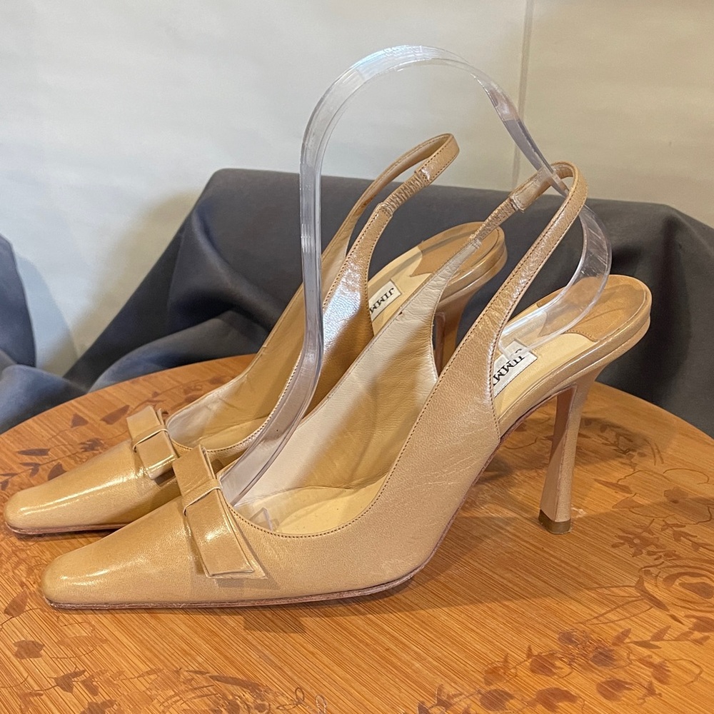 Jimmy Choo Elegant Tan Slingback Heels. Size 37 1/2